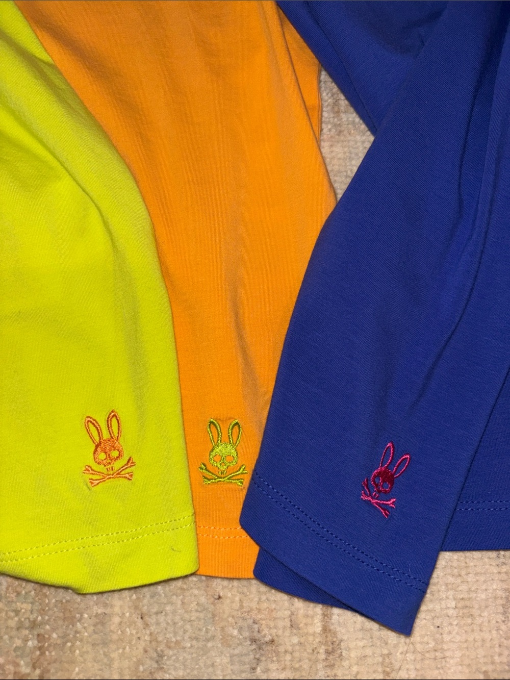 Psycho Bunny Short Sleeve Tee Trio in Blue, Orange & Lime